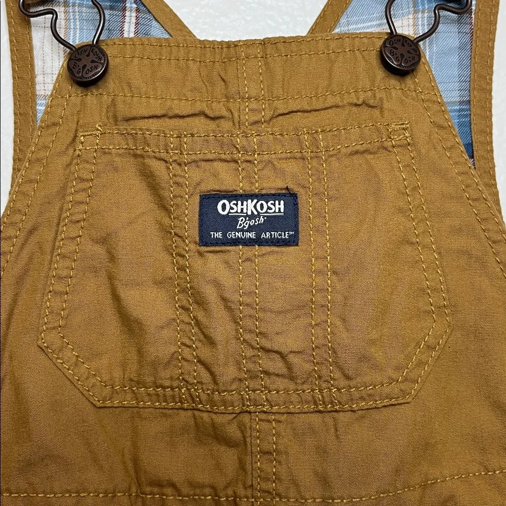 OshKosh B'gosh Toddler Lightweight Canvas Overalls Khaki 4T NWT